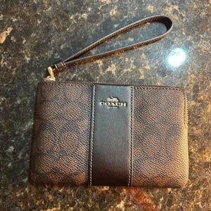Coach Signature Brown and Black Wristlet